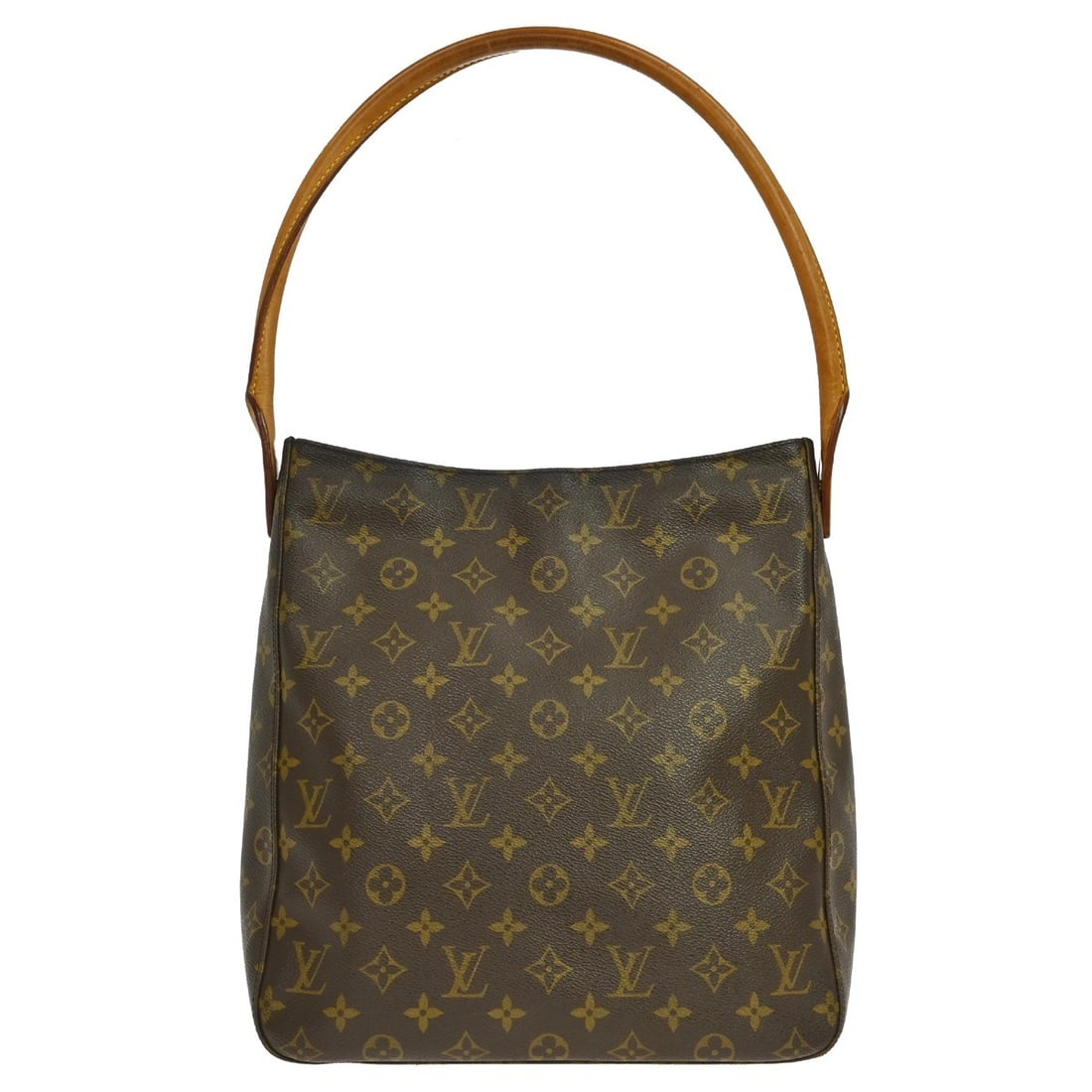 Louis Vuitton Looping GM Monogram Shoulder Bag M51145: Louis Vuitton Looping GM Monogram Shoulder Bag M51145 Louis Vuitton Looping GM shoulder bag in Monogram canvas and leather, made in Spain. This vintage medium-sized bag features a brown exterior with 