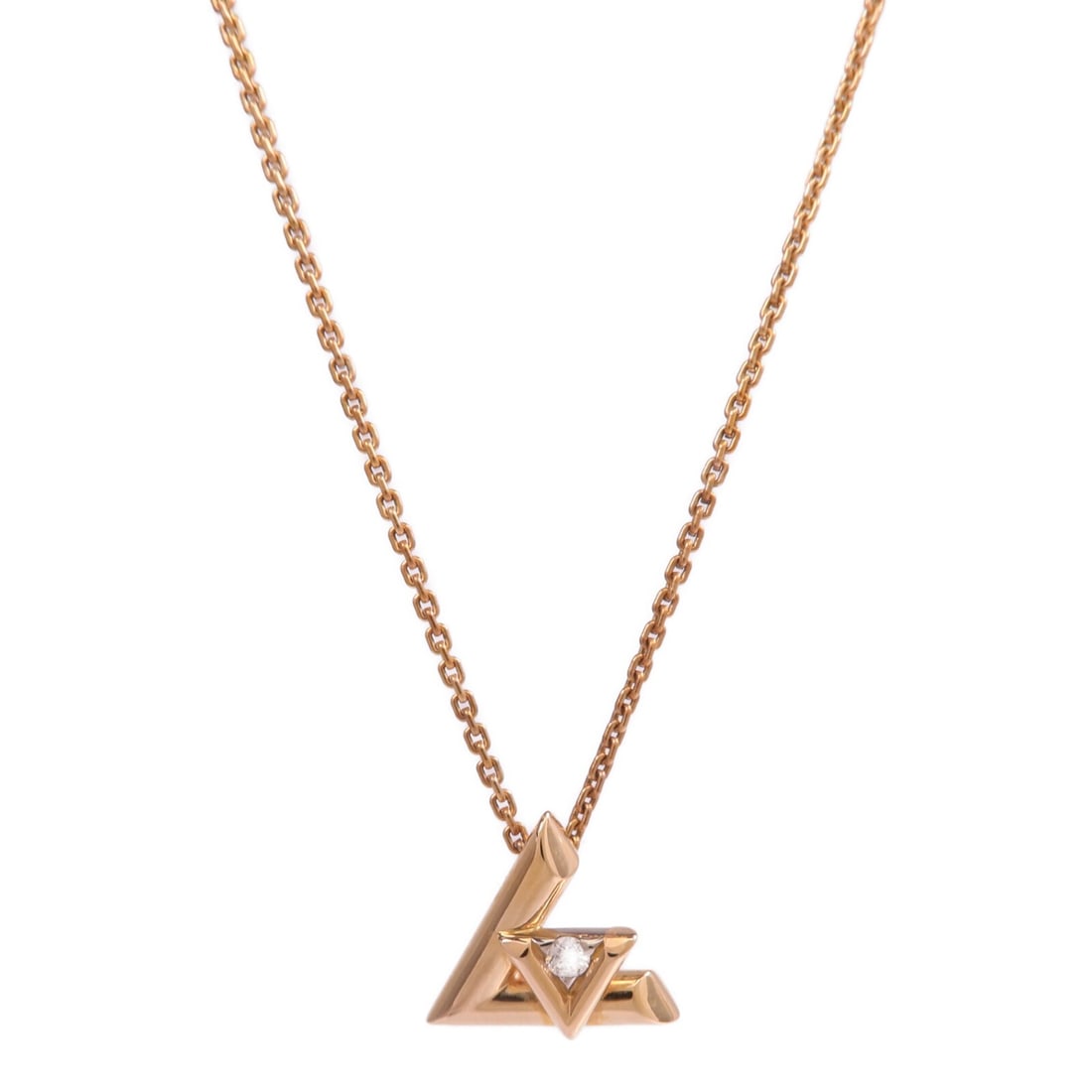 Louis Vuitton Q93813 LV Volt One Diamond Necklace 18K Rose Gold: Louis Vuitton Q93813 LV Volt One Diamond Necklace 18K Rose Gold Louis Vuitton LV Volt One Necklace Q93813 is a women's necklace in K18PG rose gold with diamond accents. It features a clear color prese
