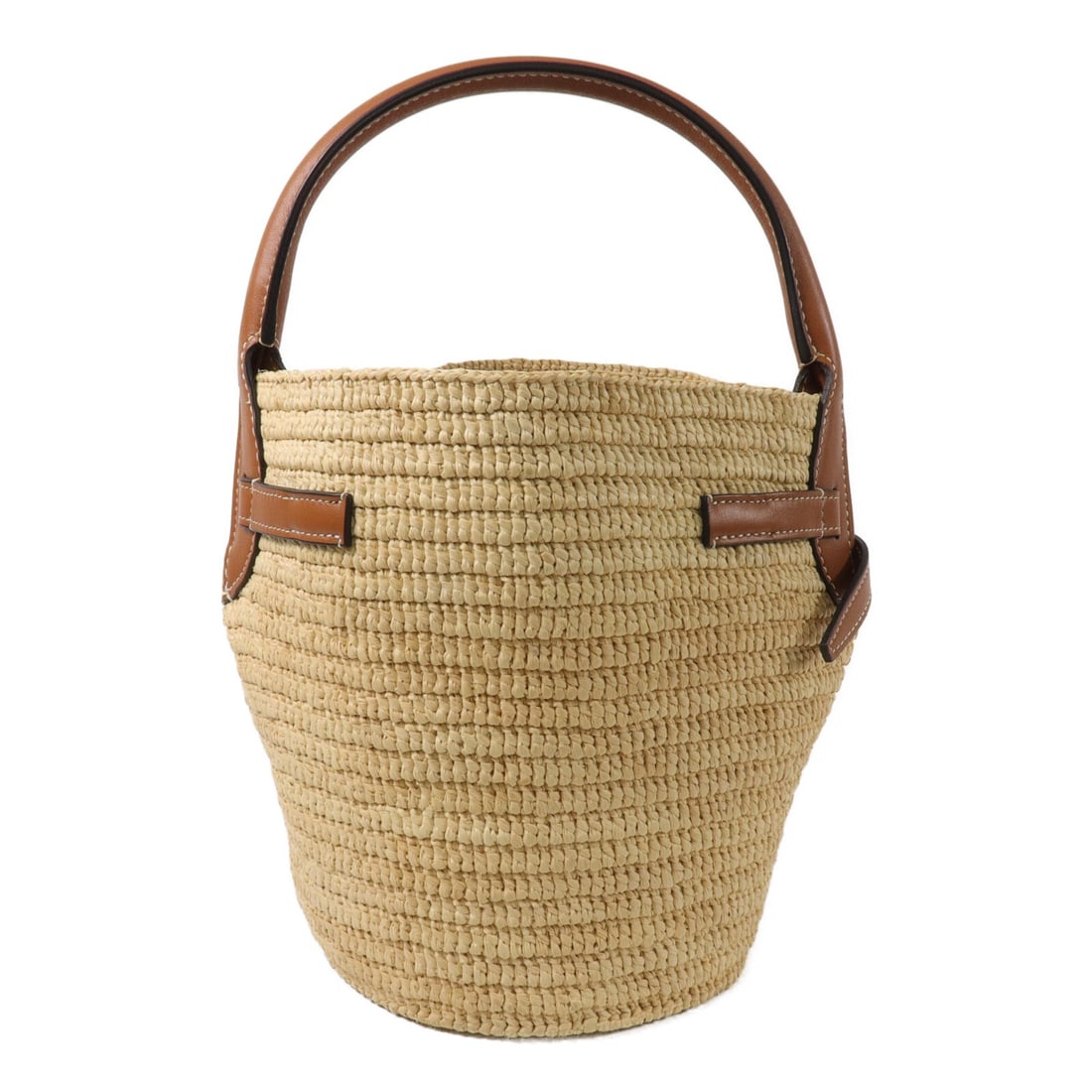 CELINE Big Bag Nano Bucket Handbag Brown Calfskin Raffia: CELINE Big Bag Nano Bucket Handbag Brown Calfskin Raffia A CELINE women's handbag in a nano bucket style, made from calfskin (cowhide) and raffia in brown. It features a regular size profile with a ha