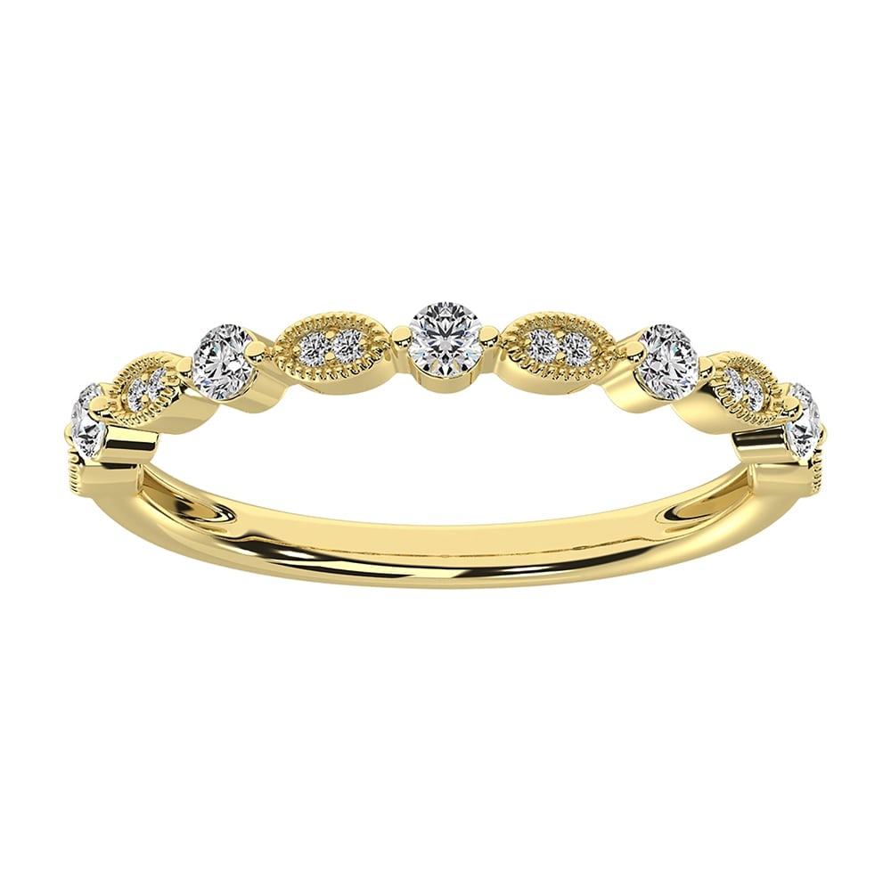 14K Yellow Gold 1/5 Ct.Tw. Diamond Stack Bands: 14K Yellow Gold 1/5 Ct.Tw. Diamond Stack Bands 14k Yellow Gold Stone Color: G-h Stone Clarity: I1 Each ring is presented in standard size 6.5. Complimentary resizing is available between sizes 510 (in