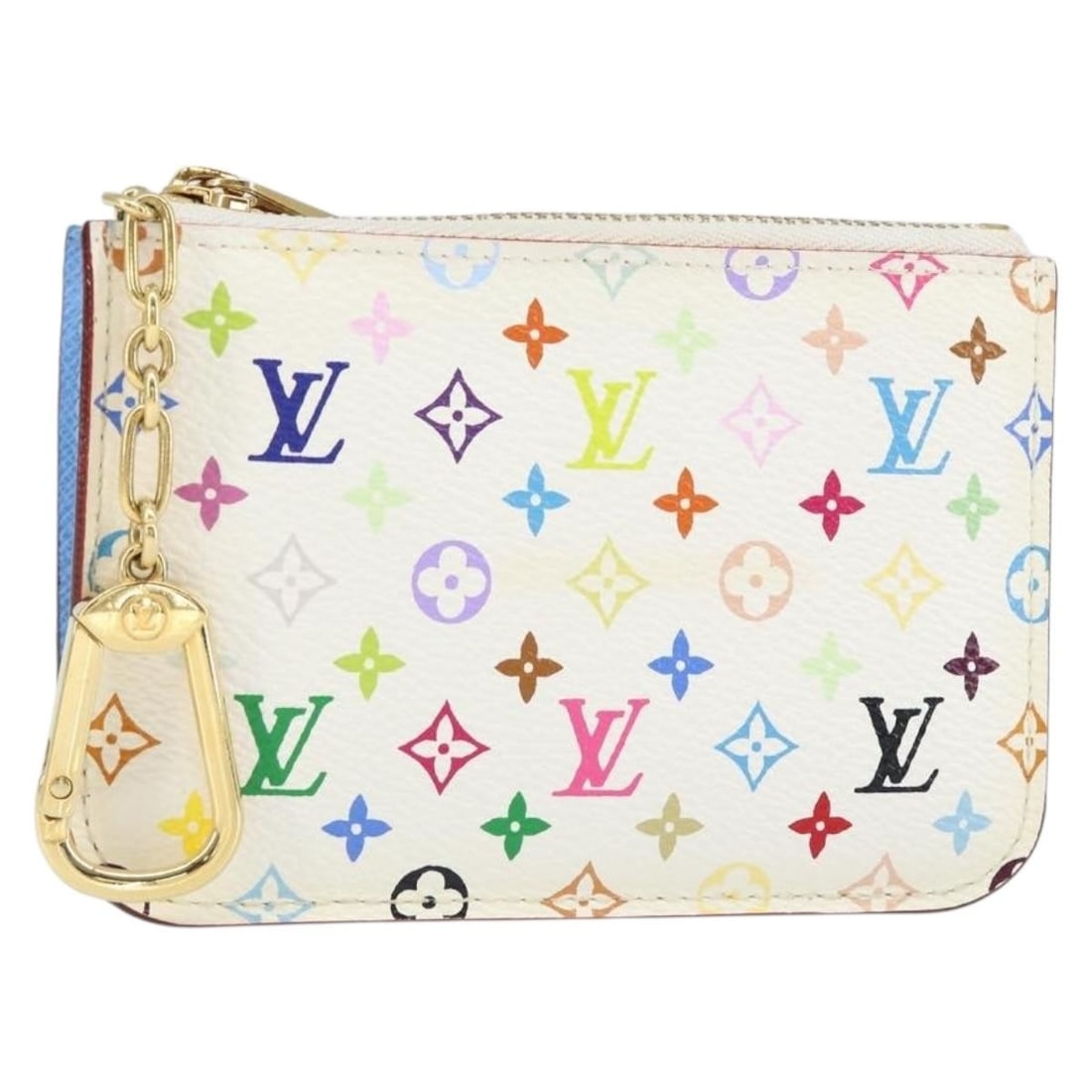 Louis Vuitton M93734 Pochette Cles NM White Multicolor Canvas Coin Purse: Louis Vuitton M93734 Pochette Cles NM White Multicolor Canvas Coin Purse A Louis Vuitton coin purse in white Monogram Multicolor Canvas, presented in very good AB condition. It comes with the dust bag