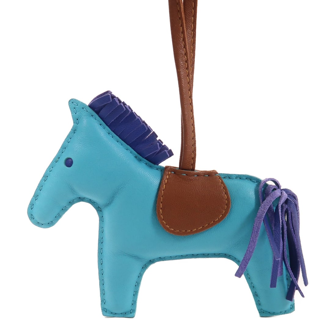 Hermes Rodeo MM Milo Leather Bag Charm Blue Brown: Hermes Rodeo MM Milo Leather Bag Charm Blue Brown Hermes Rodeo MM charm in Milo leather with a blue and brown color combination. The item is in very good AB condition and comes with no accessories. Sp