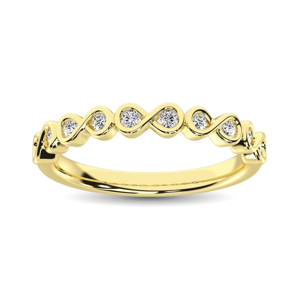 Diamond 1/5 Ct.Tw. Stack Band in 14K Yellow Gold: Diamond 1/5 Ct.Tw. Stack Band in 14K Yellow Gold 14k Yellow Gold Stone Color: G-h Stone Clarity: I1 Each ring is presented in standard size 6.5. Complimentary resizing is available between sizes 510 (