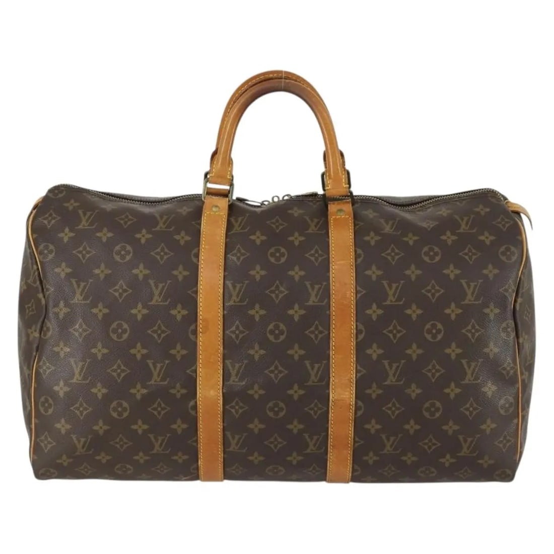 Louis Vuitton Keepall Monogram Canvas Travel Bag 50cm Unisex Brown: Louis Vuitton Keepall Monogram Canvas Travel Bag 50cm Unisex Brown The Louis Vuitton Keepall Bag features the iconic Monogram Canvas design in brown and is suitable for unisex use. Crafted in France, 