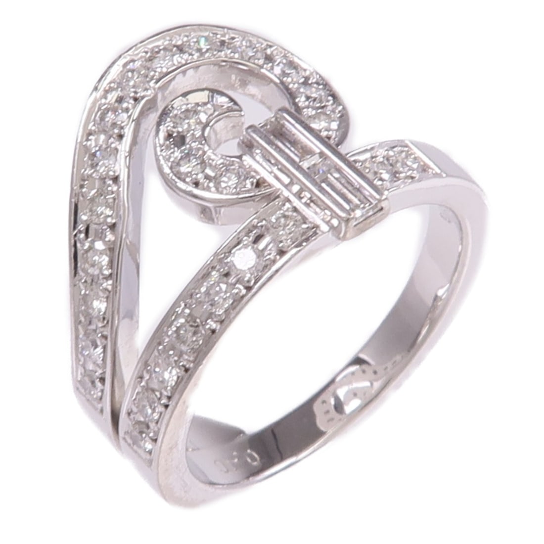 18K White Gold Diamond Ring Brand JEWELRY Size 5.5: 18K White Gold Diamond Ring Brand JEWELRY Size 5.5 Diamond ring in 18K white gold with a clear diamond accent. The ring is sized US 5.5 and has a ring width of 2-13 mm. Condition is B: Reasonable Wear