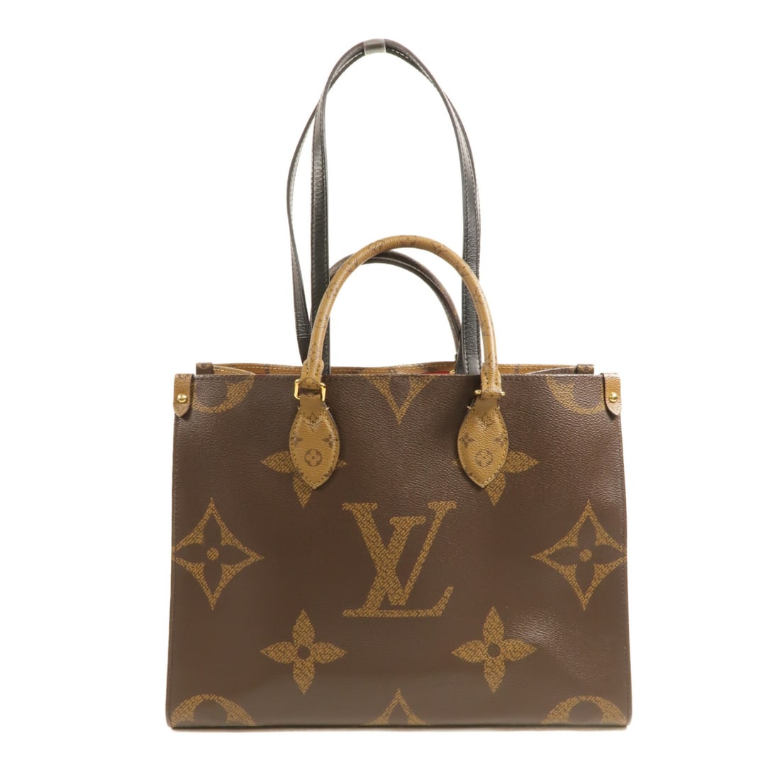 Louis Vuitton Onthego MM M45321 Monogram Giant Brown Tote Bag: Louis Vuitton Onthego MM M45321 Monogram Giant Brown Tote Bag Louis Vuitton On The Go MM 2 Way Bag, model M45321, in Brown Monogram Giant with PVC coated canvas. This bag features a two-way design, to