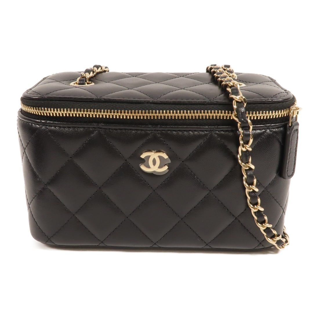 CHANEL Vanity Case Shoulder Bag Black Lambskin CC GHW (1 of 14)