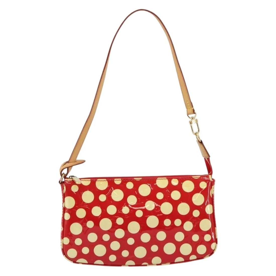 Louis Vuitton Patent Leather Pochette Accessoires Kusama Dots Red Monogram Bag: Louis Vuitton Patent Leather Pochette Accessoires Kusama Dots Red Monogram Bag This Louis Vuitton Pochette Accessoires features a collaboration with Yayoi Kusama, showcasing painted dots on red Monogr