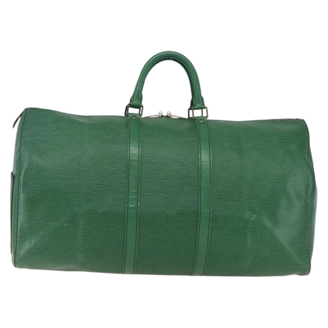 Louis Vuitton Keepall Epi Leather Travel Bag Green 57cm x 31cm x 25cm: Louis Vuitton Keepall Epi Leather Travel Bag Green 57cm x 31cm x 25cm This Louis Vuitton Keepall Bag is crafted from green Epi leather and designed for unisex use. Made in France, it features a spacio