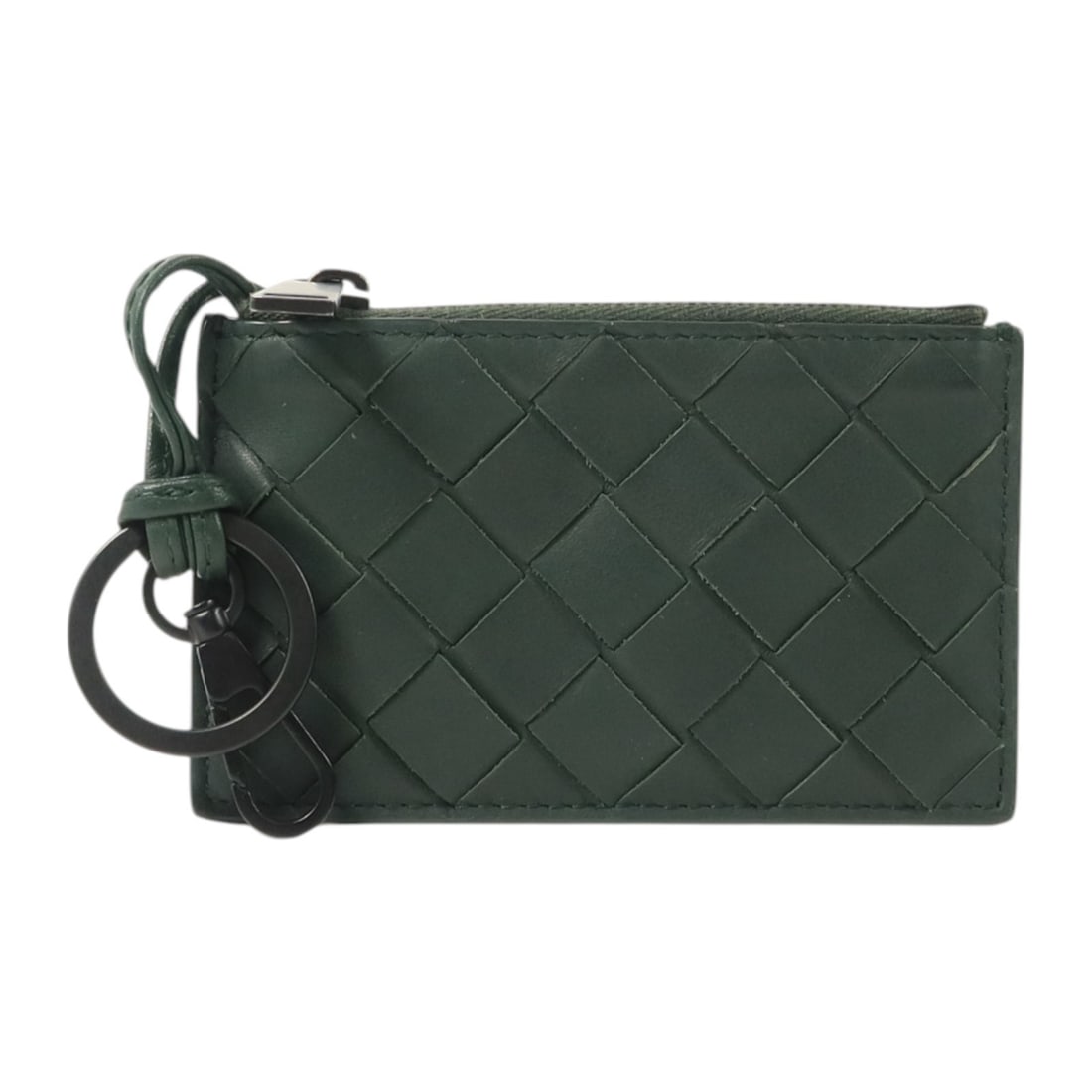 Bottega Veneta Intrecciato Leather Coin Purse Green Italy: Bottega Veneta Intrecciato Leather Coin Purse Green Italy A BOTTEGA VENETA coin purse in green Intrecciato leather, designed in a unisex regular size. Made in Italy, it features a fastener pocket and 