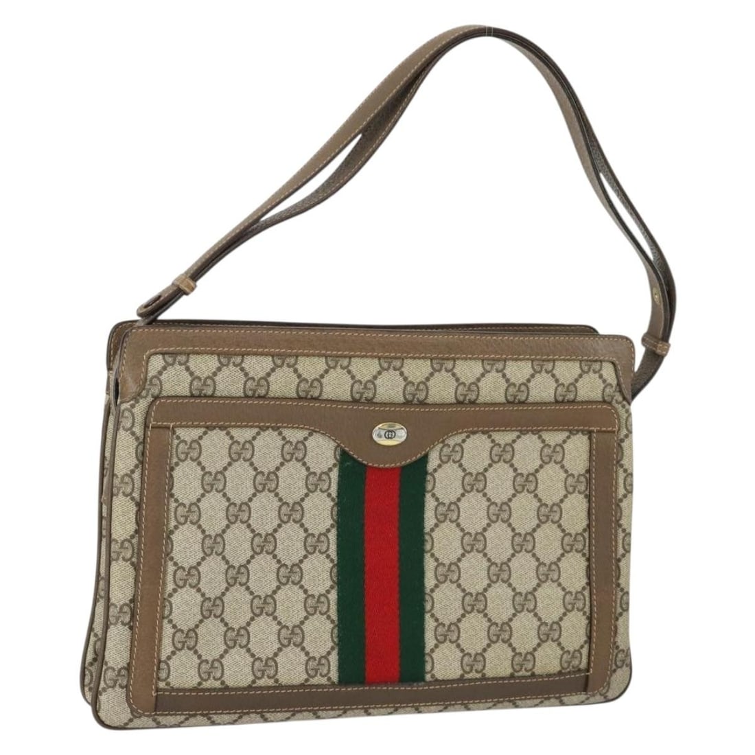 Gucci 14 02 013 Beige GG Supreme Web Shoulder Bag: Gucci 14 02 013 Beige GG Supreme Web Shoulder Bag Gucci GG Supreme Web Sherry Line shoulder bag in beige PVC leather and GG canvas, made in Italy. It comes with a dust bag and features a shoulder stra