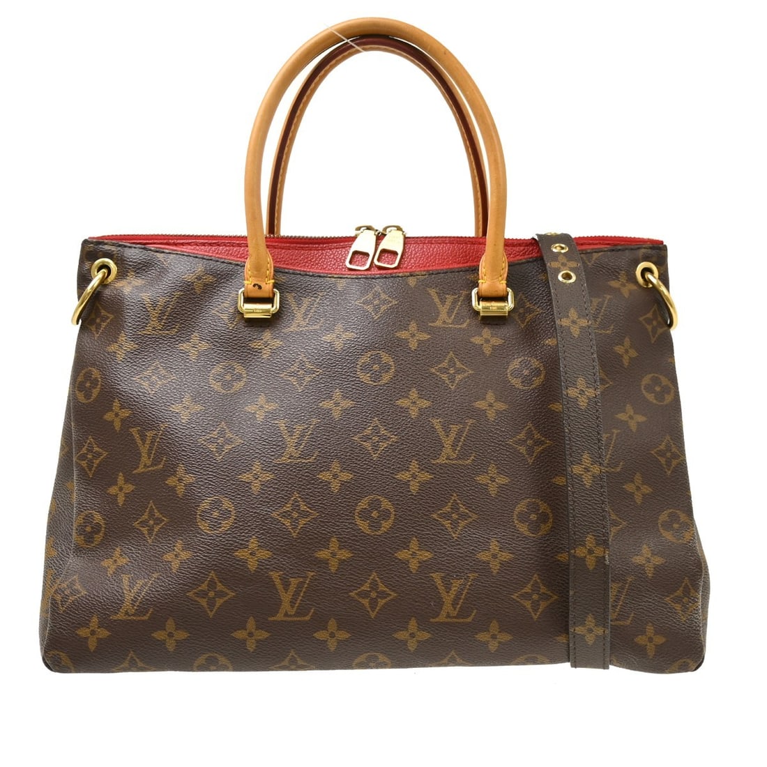 Louis Vuitton Pallas MM Monogram Canvas Shoulder Bag M41175: Louis Vuitton Pallas MM Monogram Canvas Shoulder Bag M41175 Vintage Louis Vuitton Pallas MM monogram handbag with double handles, zip closure, and an adjustable shoulder strap. The bag features exteri