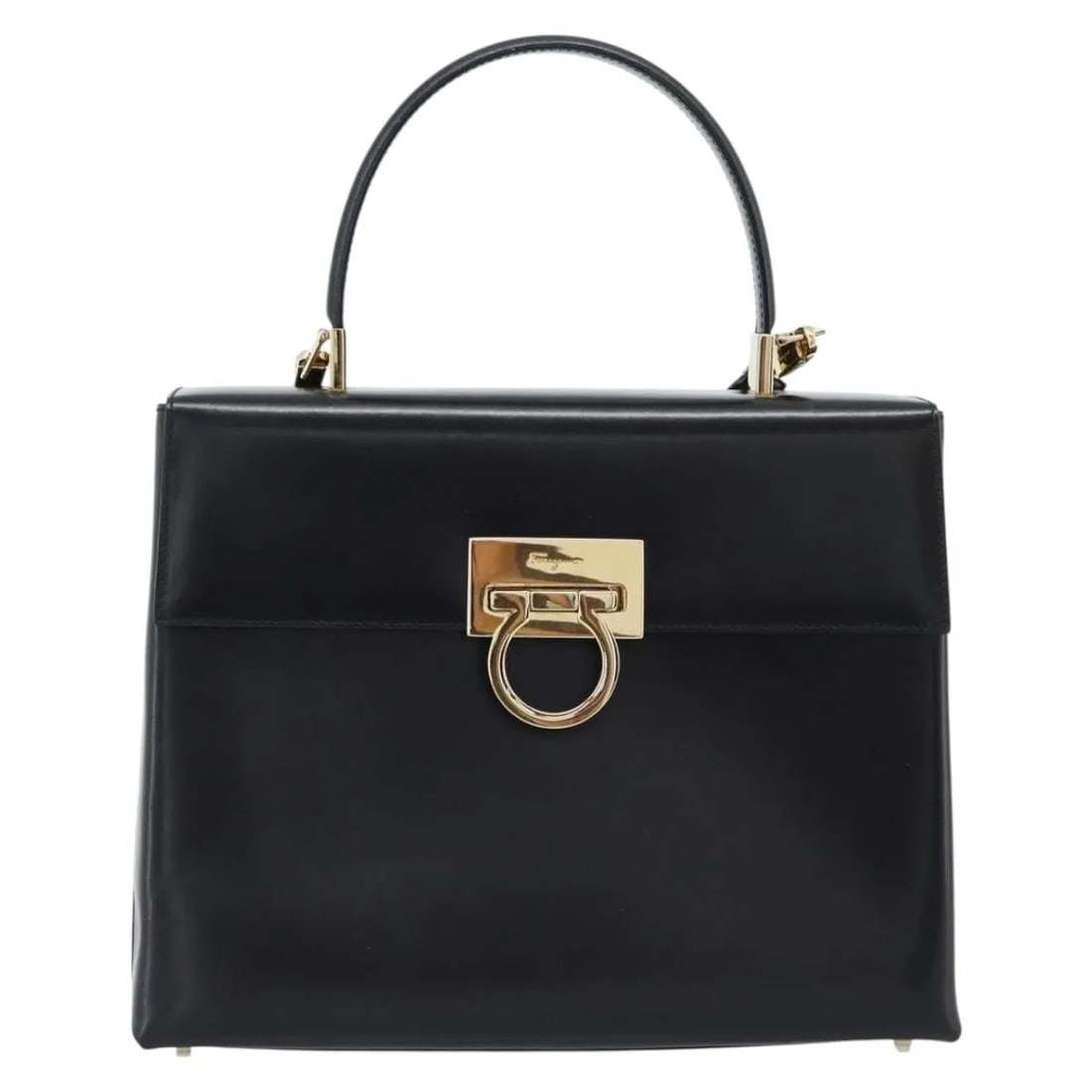 Salvatore Ferragamo Convertible Top Handle Black Leather Handbag: Salvatore Ferragamo Convertible Top Handle Black Leather Handbag Salvatore Ferragamo Convertible Top Handle bag in black leather. This women's bag is made in Italy and remains in good overall conditio