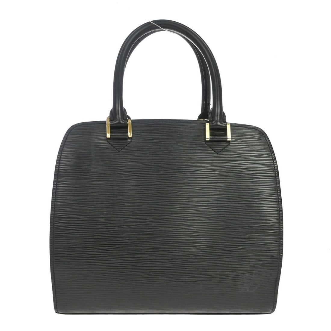 Louis Vuitton Pont Neuf Black Epi Leather Satchel M52052: Louis Vuitton Pont Neuf Black Epi Leather Satchel M52052 Vintage Louis Vuitton Pont Neuf handbag in black Epi leather with double handles and a zip-top closure. This medium satchel features an Alcanta
