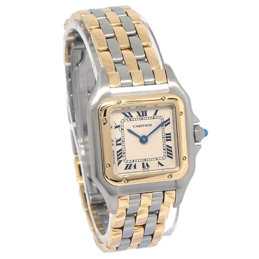 Cartier Panthere SM 3-Row Ref 166921 Two Tone Quartz Wristwatch: Cartier Panthere SM 3-Row Ref 166921 Two Tone Quartz Wristwatch Cartier Panthere SM 3-Row Ref. 166921 women's wristwatch with a quartz movement and analog display. It features a beige dial, a 21 mm ca