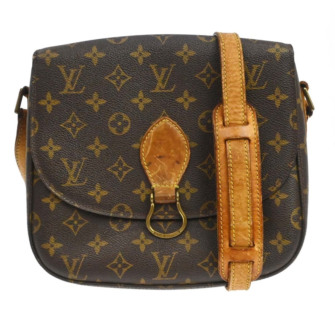 Louis Vuitton Saint Cloud PM Monogram Crossbody Shoulder Bag M51244: Louis Vuitton Saint Cloud PM Monogram Crossbody Shoulder Bag M51244 Vintage Louis Vuitton Saint Cloud PM shoulder bag in brown Monogram canvas with leather trim and a beige crossbody strap. The bag fe