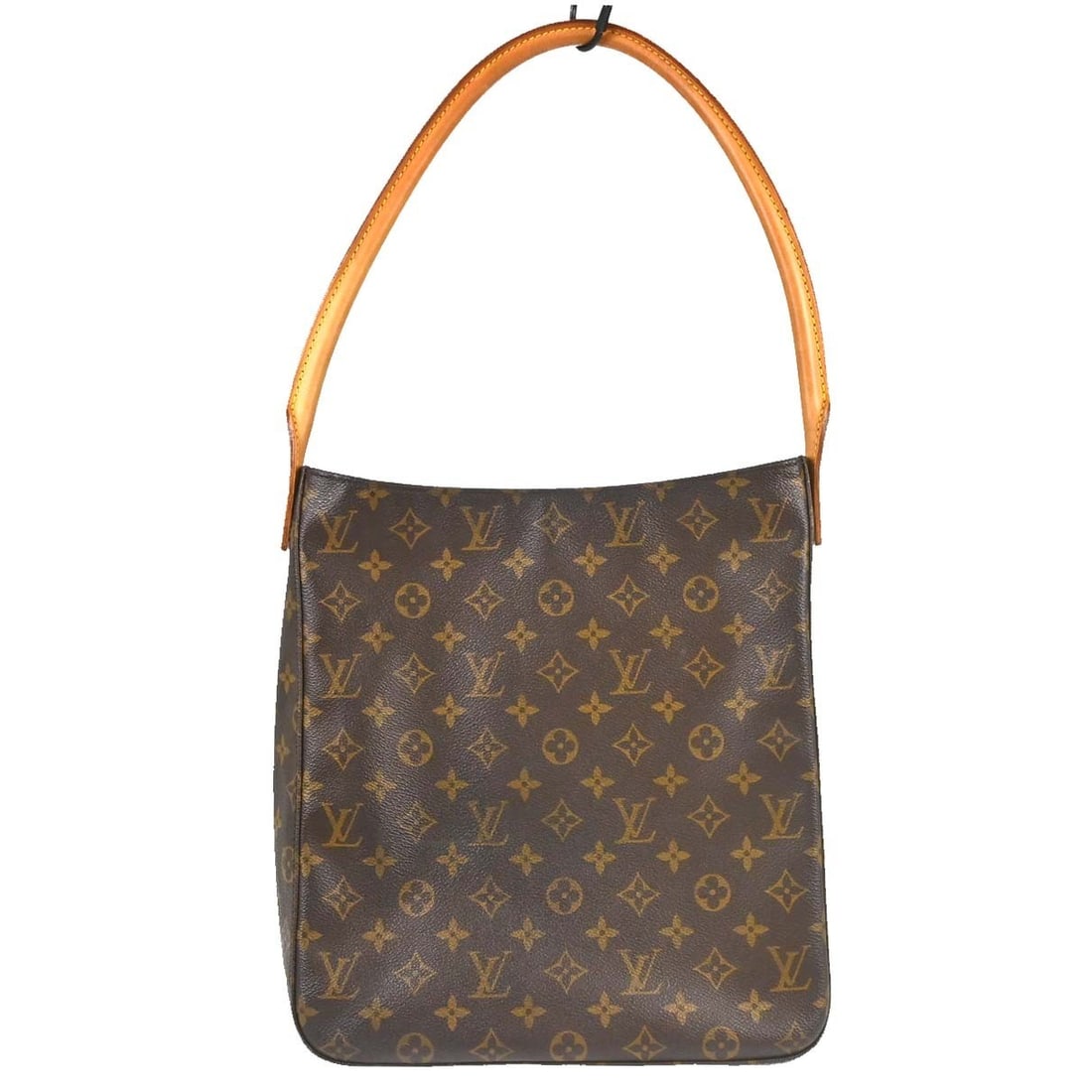 Louis Vuitton Looping GM Monogram Shoulder Bag M51145: Louis Vuitton Looping GM Monogram Shoulder Bag M51145 Vintage Louis Vuitton Looping GM shoulder bag in Monogram canvas with leather trim and a beige leather strap. This women's shoulder bag features a