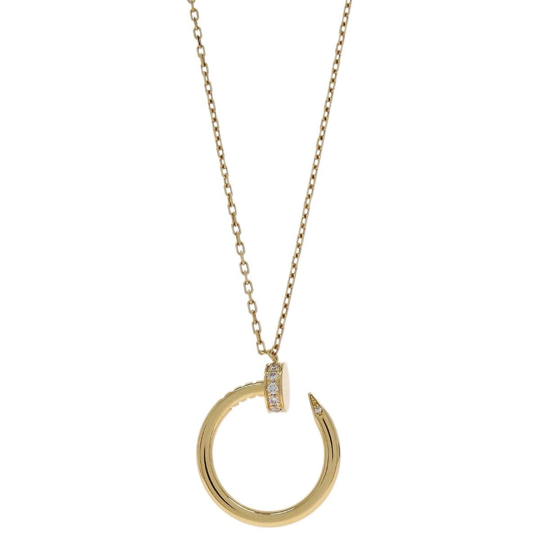Cartier Juste Un Clou Gold Necklace with Diamond Charm 750: Cartier Juste Un Clou Gold Necklace with Diamond Charm 750 Cartier Juste Un Clou pendant necklace in Au750 gold with diamond detailing. This charm-style necklace features the signature Juste Un Clou d