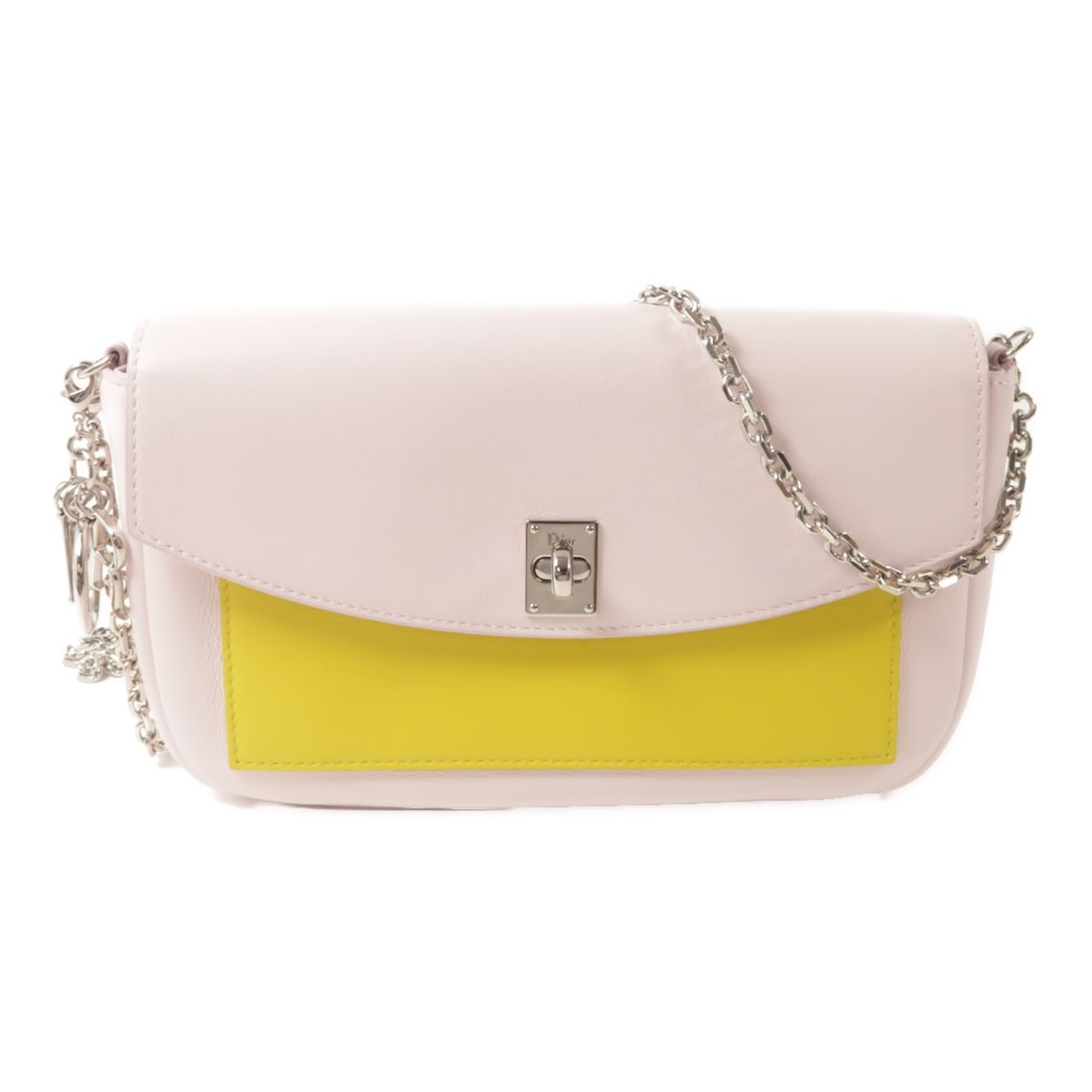 Dior CD Pink Calfskin Shoulder Bag for Women: Dior CD Pink Calfskin Shoulder Bag for Women Christian Dior shoulder bag in pink calfskin (cowhide) leather, made in France. It features a turn-lock closure and a practical interior layout with open p