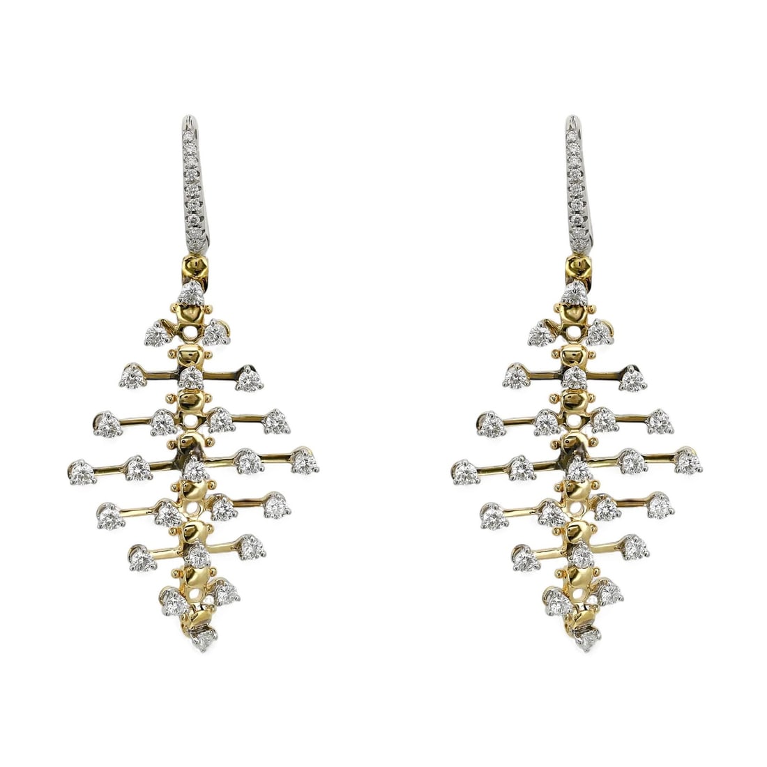 Crivelli 18k Gold Diamond Chandelier Drop Earrings 2.09ctw Italian Design: Crivelli 18k Gold Diamond Chandelier Drop Earrings 2.09ctw Italian Design These Crivelli bushings chandelier earrings are crafted from 18k yellow and white gold, featuring a cascading, branch-inspired