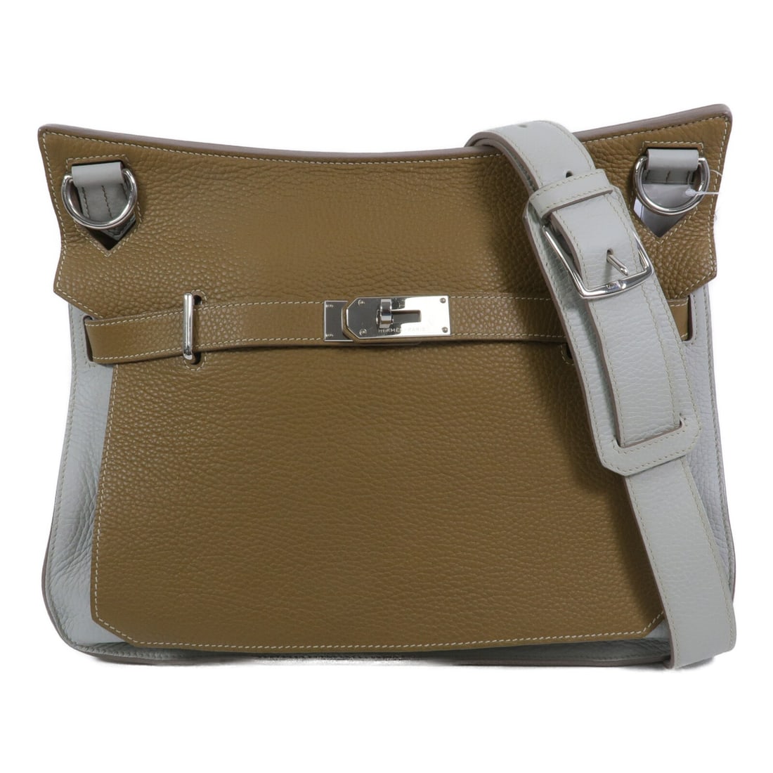 Hermes Jypesiere 34 Taurillon Clemence Shoulder Bag PHW Kraft Gris Pearl: Hermes Jypesiere 34 Taurillon Clemence Shoulder Bag PHW Kraft Gris Pearl Hermes Jypesiere 34 shoulder bag in Taurillon Clemence leather and calfskin (cowhide), presented in Beige, Khaki, and Kraft/Gri