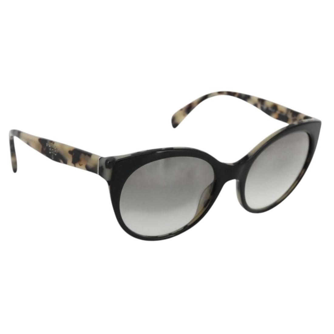 Prada SPR23O Black Plastic Leopard Sunglasses with Case for Women: Prada SPR23O Black Plastic Leopard Sunglasses with Case for Women These PRADA sunglasses feature a sophisticated black plastic frame with a leopard-inspired design. Crafted in Italy, they are designed