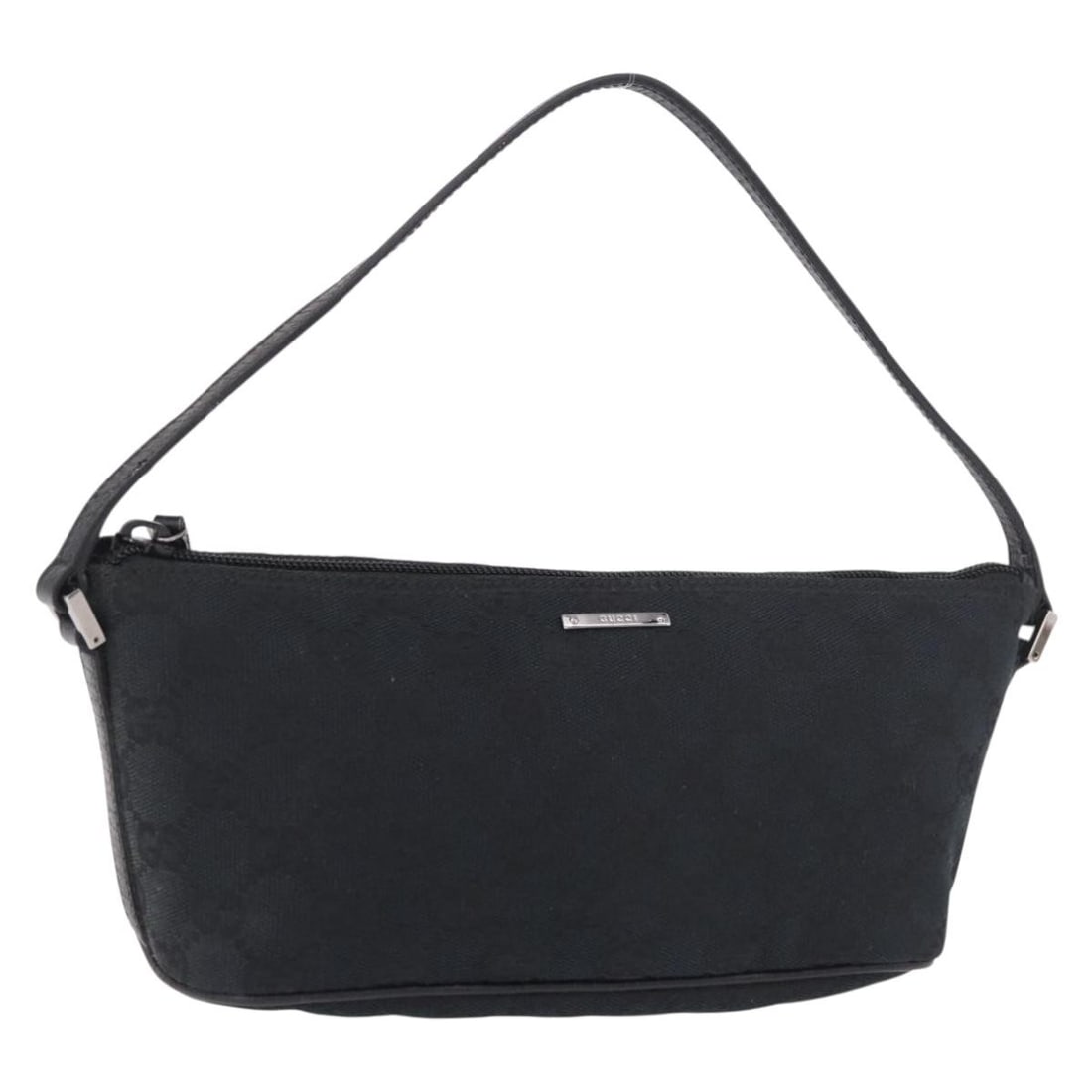 Gucci Accessory Pouch in Black GG Canvas with Dust Bag: Gucci Accessory Pouch in Black GG Canvas with Dust Bag Gucci accessory pouch in black and silver GG canvas with a compact silhouette and included dust bag. Made in Italy, this women's bag shows reason
