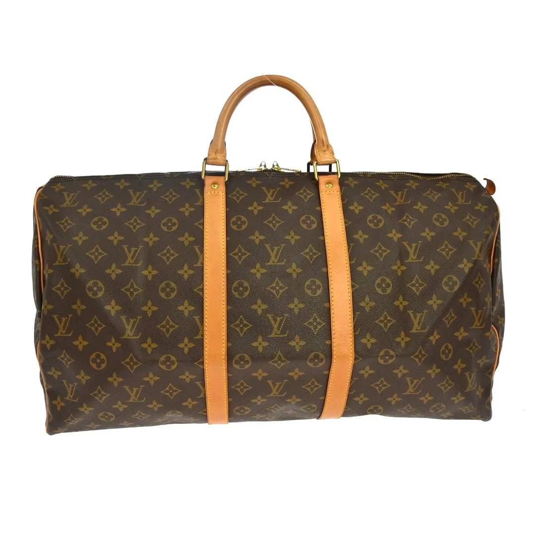 Louis Vuitton Keepall Unisex Brown Monogram Canvas Bag: Louis Vuitton Keepall Unisex Brown Monogram Canvas Bag Louis Vuitton Keepall monogram travel bag in brown canvas, designed as a unisex piece. It measures 55 cm x 30 cm x 25 cm and was made in France. 