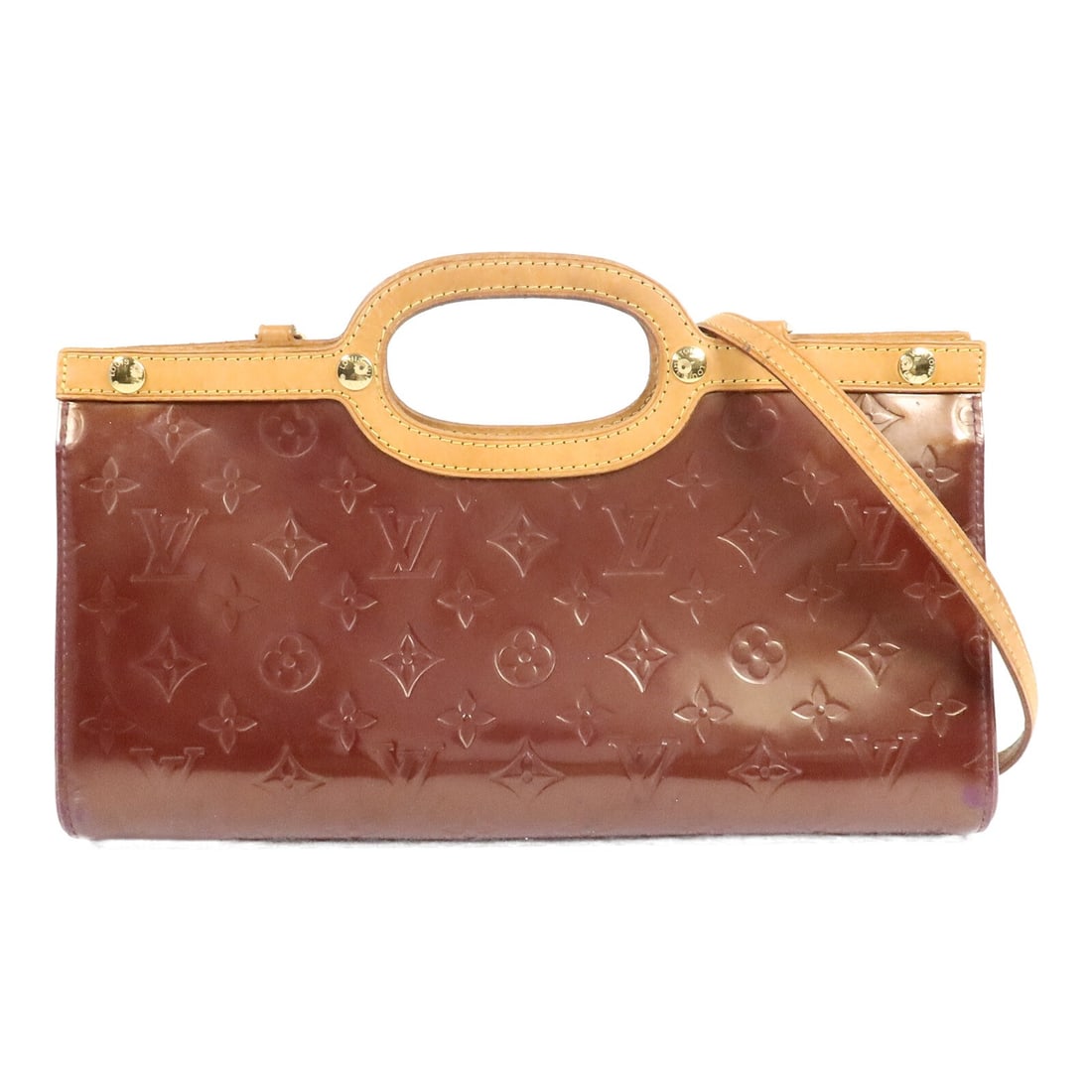 Louis Vuitton Roxbury Drive M93569 Monogram Vernis Brown Patent Leather Bag: Louis Vuitton Roxbury Drive M93569 Monogram Vernis Brown Patent Leather Bag A Louis Vuitton Roxbury Drive 2 Way Shoulder bag in Brown Monogram Vernis with gold-tone hardware. It is made from patent le