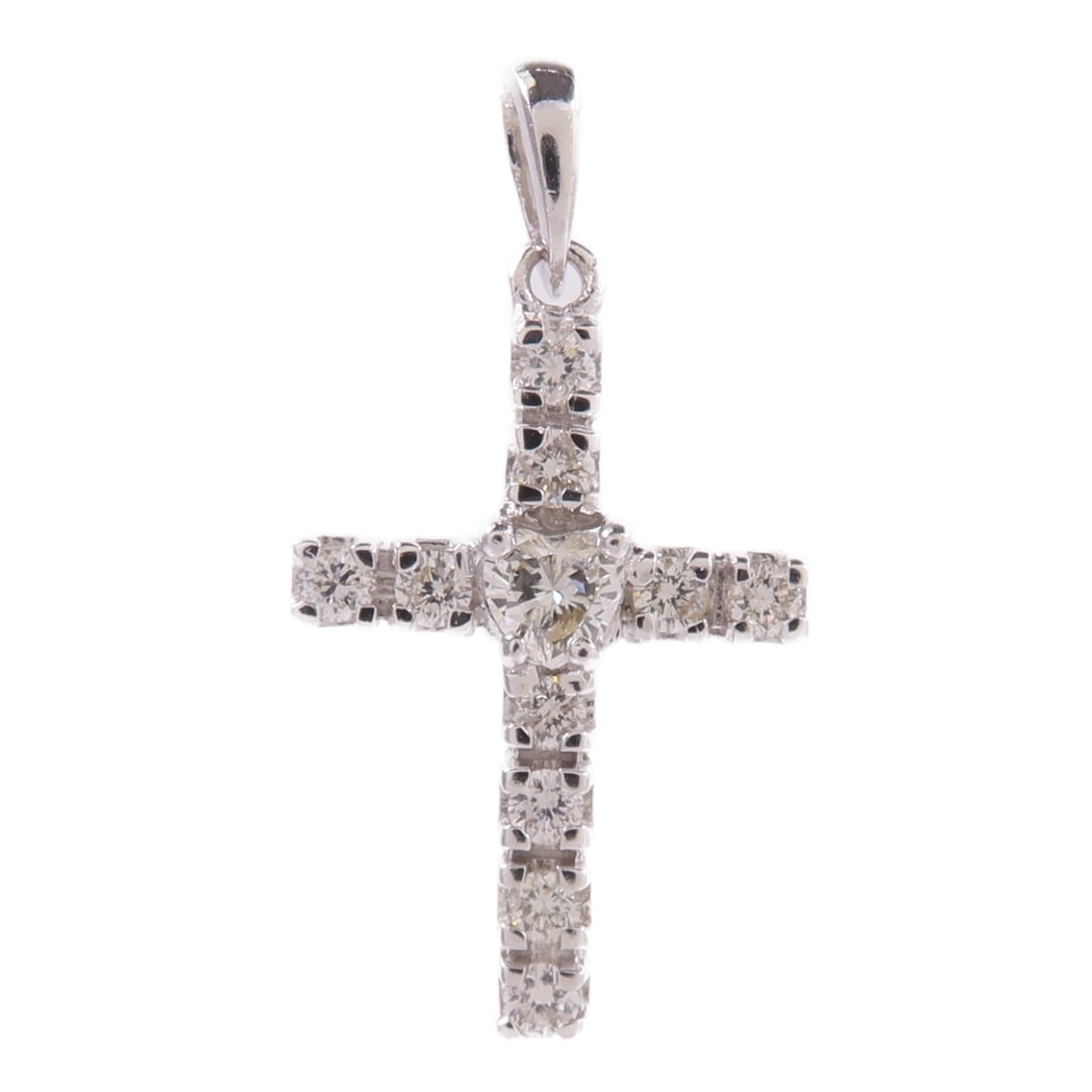 18K White Gold Diamond Pendant Top 0.423ct: 18K White Gold Diamond Pendant Top 0.423ct Diamond pendant top in 18K white gold with diamond accents. The piece is described as clear in color and in very good condition. Specifications Item Name: Di
