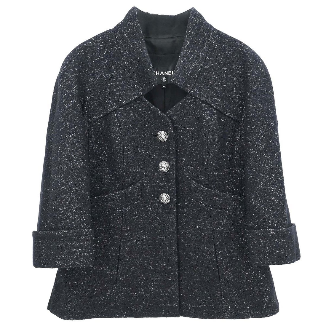 CHANEL Black Wool Blend Mid Length Jacket FR 42 (1 of 18)