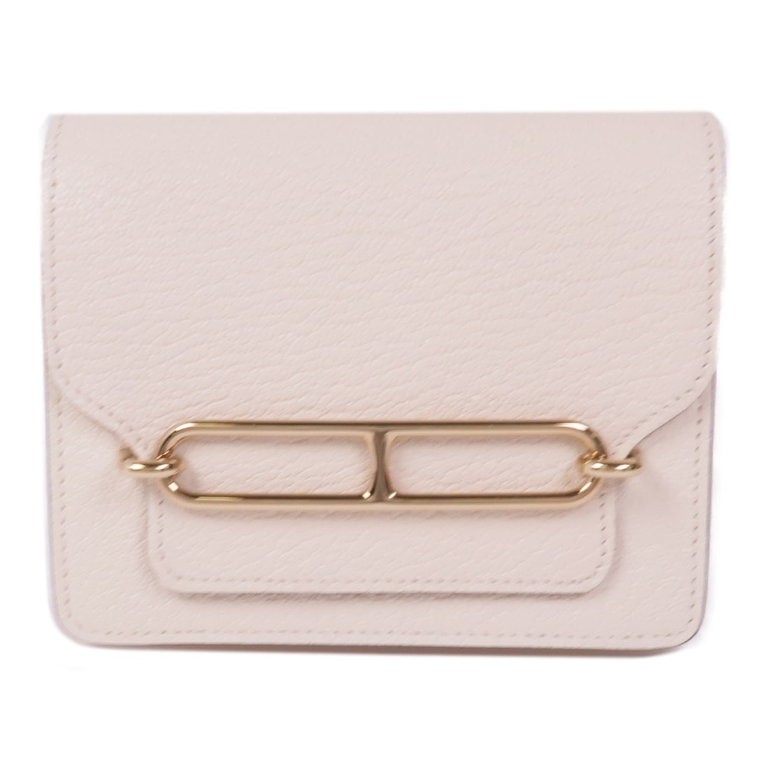 Hermes Roulis Slim Wallet Nata Chevre Goatskin Palladium Hardware: Hermes Roulis Slim Wallet Nata Chevre Goatskin Palladium Hardware Hermes Roulis Slim Wallet in Chevre leather and goatskin, presented in a white and Nata color combination. The wallet features a flap 