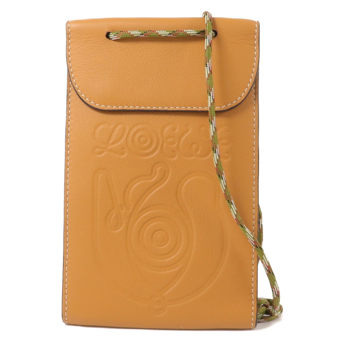 LOEWE Neck Pocket Shoulder Bag Brown Calfskin Leather: LOEWE Neck Pocket Shoulder Bag Brown Calfskin Leather A LOEWE Neck Pocket Bag shoulder bag in brown calfskin leather with gold-tone hardware. It features a hook button closure, one inside card pocket,