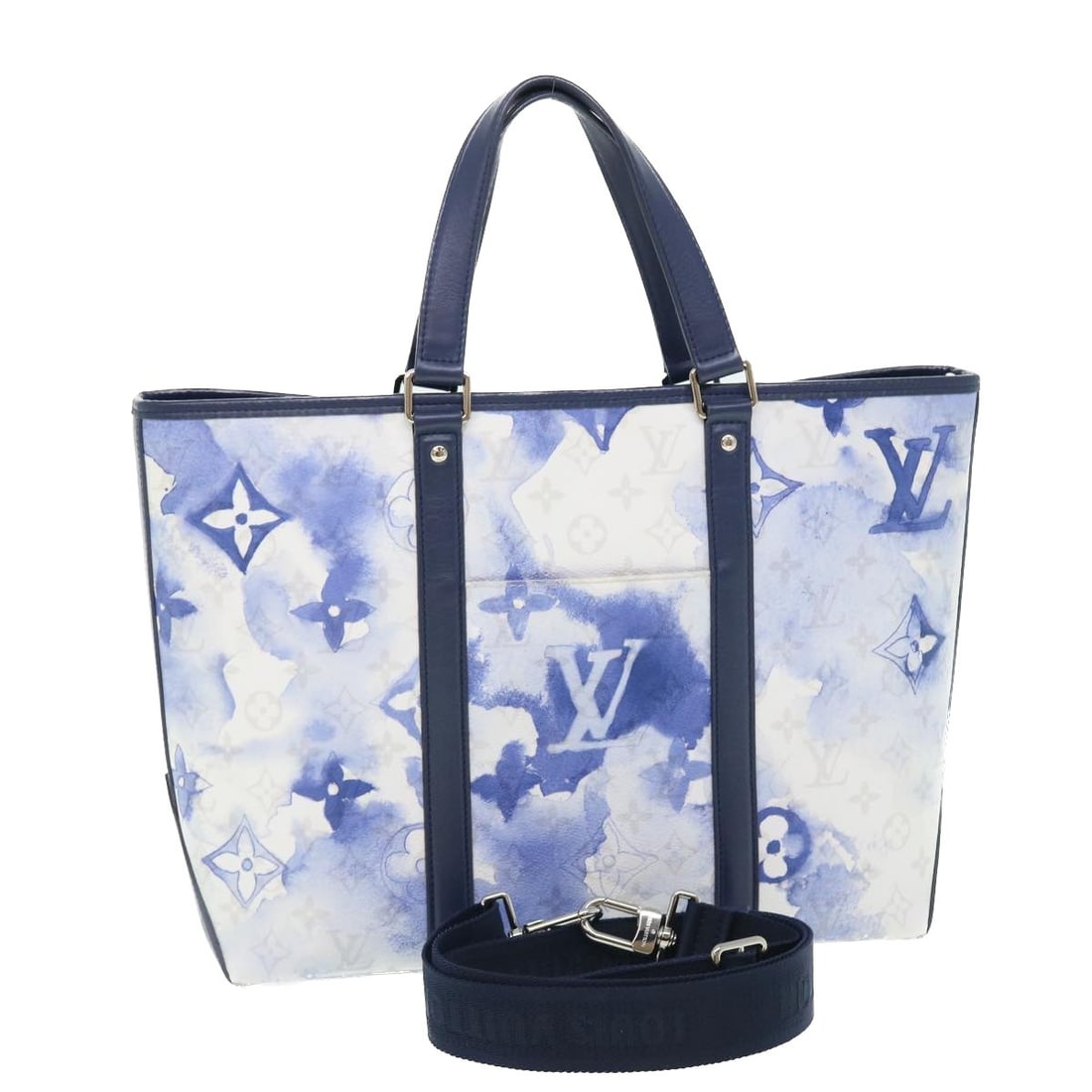 Louis Vuitton M45756 Weekend PM Blue Monogram Canvas Tote Bag: Louis Vuitton M45756 Weekend PM Blue Monogram Canvas Tote Bag This Louis Vuitton Monogram Water Color Weekend Tote PM is a women's tote bag crafted from Monogram Canvas in blue. Made in Spain, it come