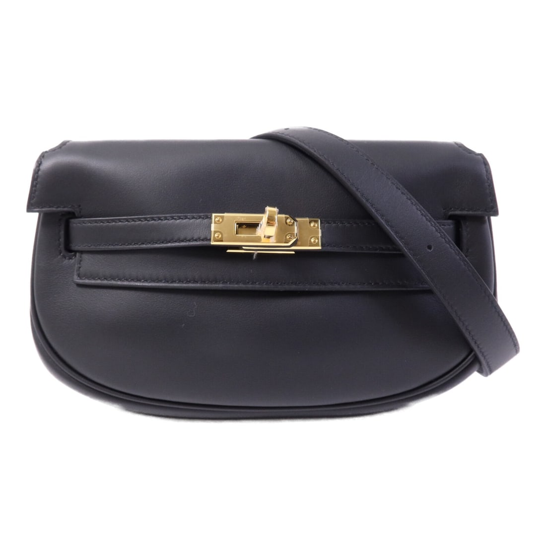 Hermes Kelly Moove Shoulder Bag Black Swift Calfskin GHW: Hermes Kelly Moove Shoulder Bag Black Swift Calfskin GHW Hermes Kelly Moove shoulder bag in Noir black, crafted from Swift leather and calfskin (cowhide). It features a turn lock closure, one open int