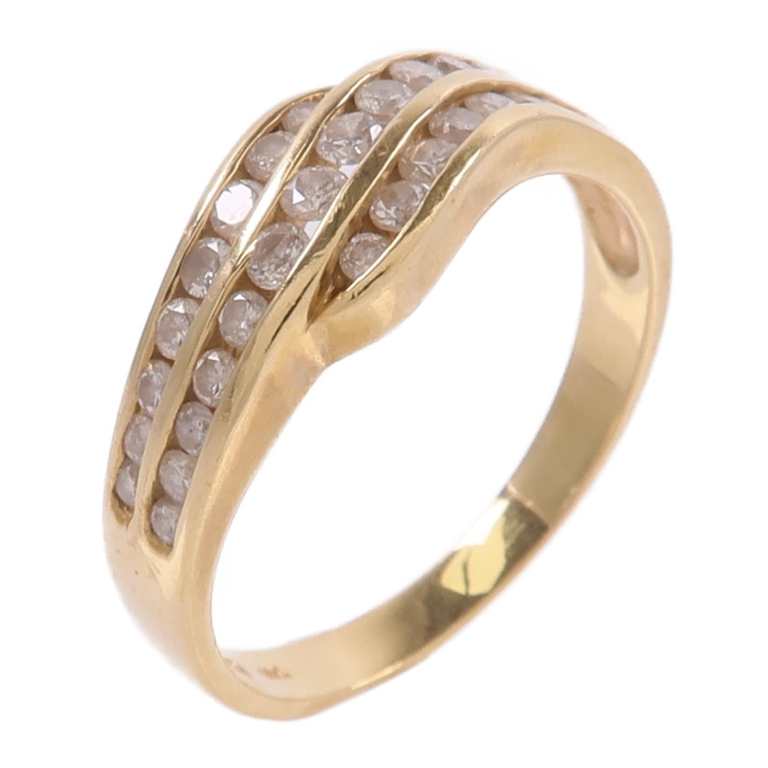 18K Yellow Gold Diamond Ring Size 6 Clear Stone (1 of 8)