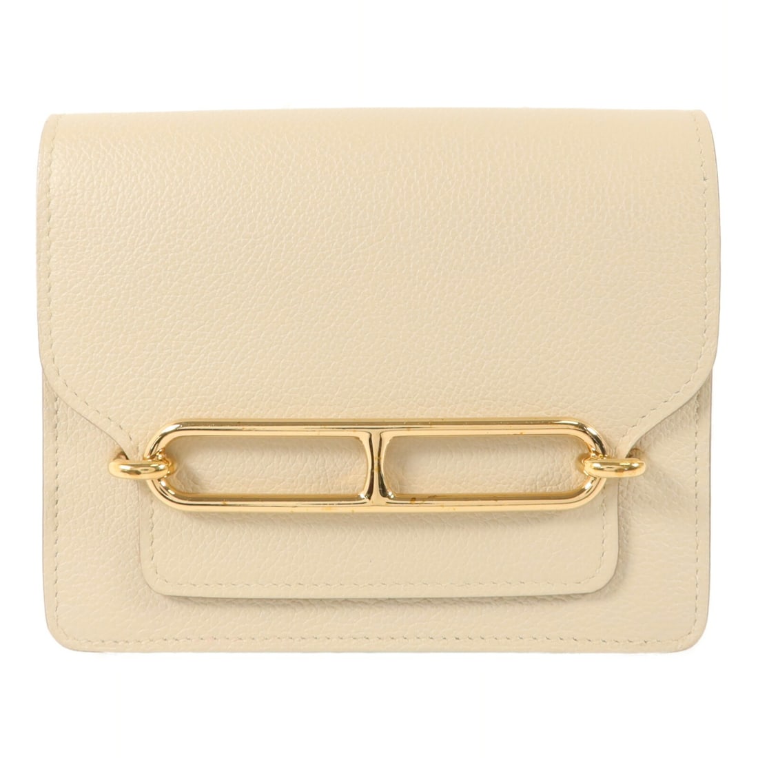 Hermes Roulis Slim Bifold Wallet Evercolor Calfskin Nata: Hermes Roulis Slim Bifold Wallet Evercolor Calfskin Nata A slim bifold wallet in Evercolor leather and calfskin, presented in Nata x Beige x Nata. It features a flap pocket and two card slots. The wal