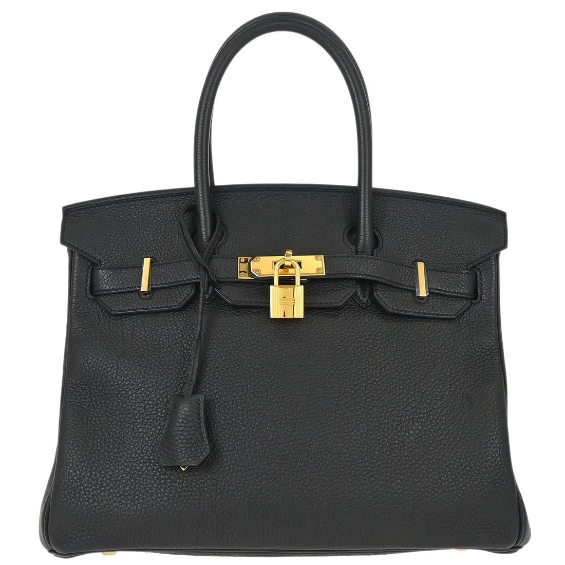 Hermes Birkin 30 Black Togo Leather Top Handle Bag: Hermes Birkin 30 Black Togo Leather Top Handle Bag Hermes Birkin 30 top handle bag in black Togo leather, made in France. It features double handles, a leather lining, and a lock accent. The bag inclu