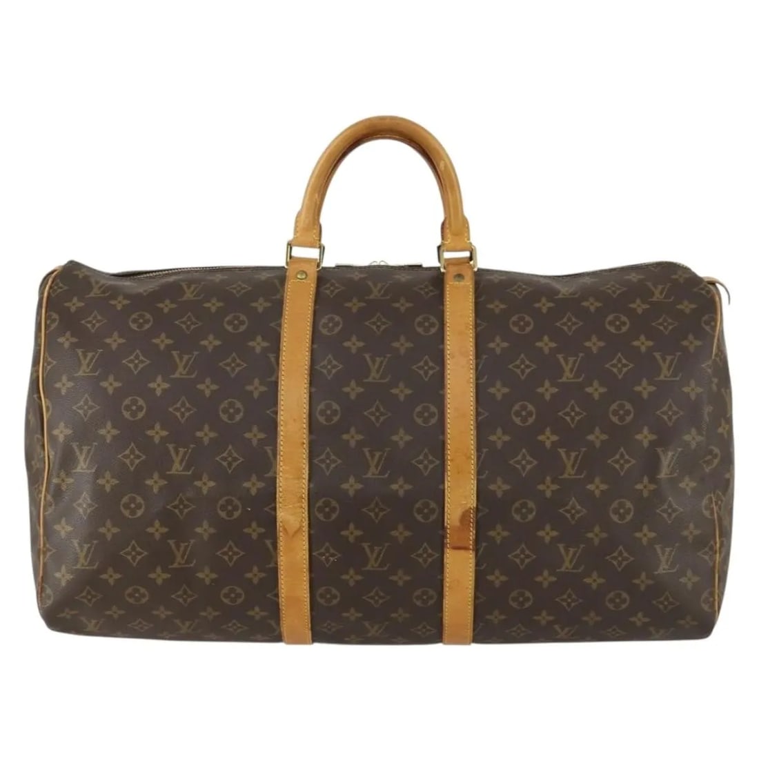 Louis Vuitton Monogram Canvas Keepall Unisex Travel Bag 55cm: Louis Vuitton Monogram Canvas Keepall Unisex Travel Bag 55cm This Louis Vuitton Keepall Bag features the signature monogram canvas in brown and is designed for unisex use. Crafted in France, the bag s