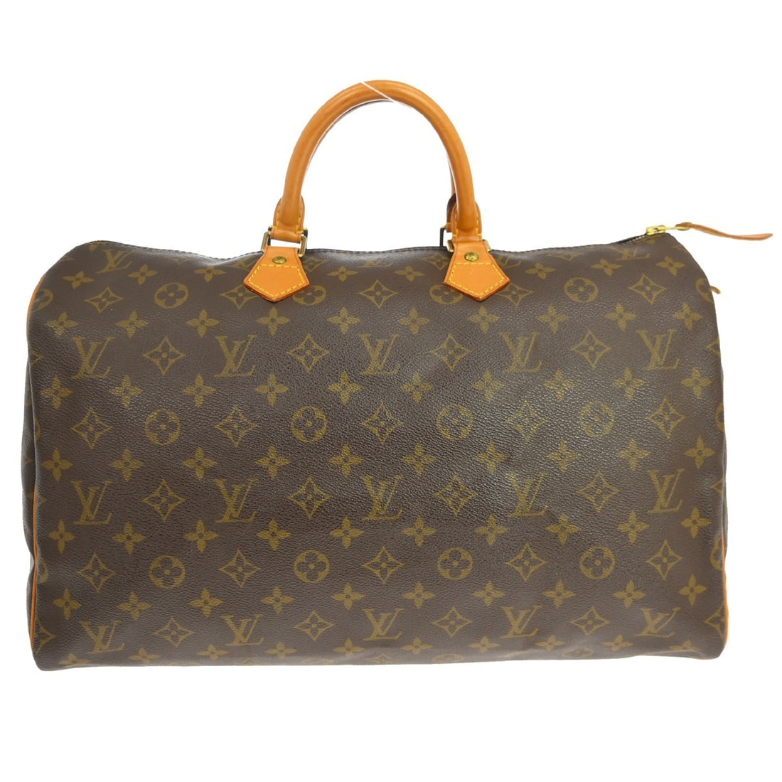 Louis Vuitton Speedy 40 Monogram Canvas Large Duffle Bag M41522: Louis Vuitton Speedy 40 Monogram Canvas Large Duffle Bag M41522 Vintage Louis Vuitton Speedy 40 duffle handbag in brown Monogram canvas with leather trim and double handles. This zip-top handbag featu