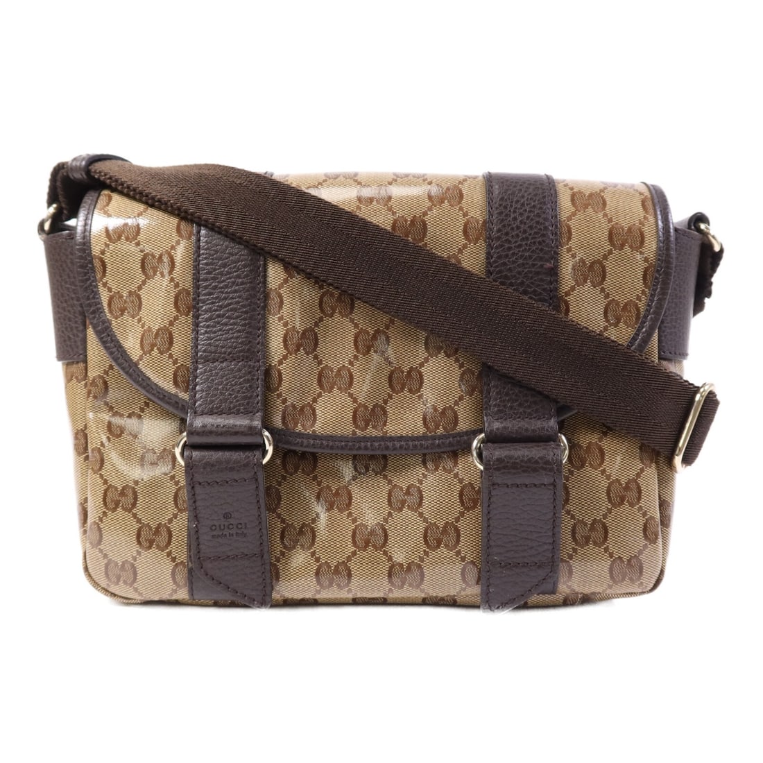 Gucci 374429 Diamante Mesher PVC Shoulder Bag Beige SHW: Gucci 374429 Diamante Mesher PVC Shoulder Bag Beige SHW A Gucci women's shoulder bag in beige PVC from the Diamante Mesher line, model 374429. It features a flap closure and a practical interior layou