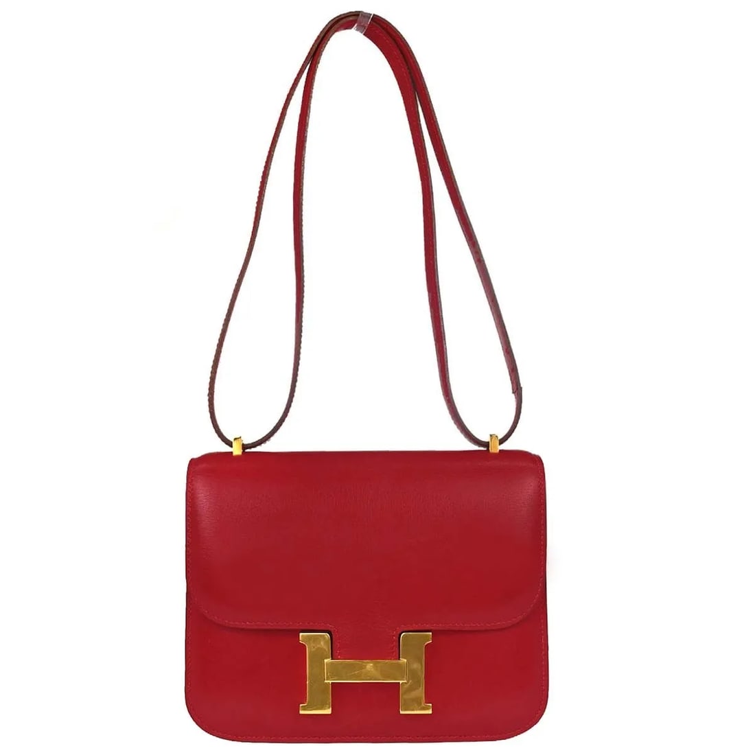 Hermes Constance Red Leather Shoulder Bag 18cm: Hermes Constance Red Leather Shoulder Bag 18cm Hermes Constance Chamonix handbag in red leather, made in France. The item is described as being in good condition, with light scratching on both the ext