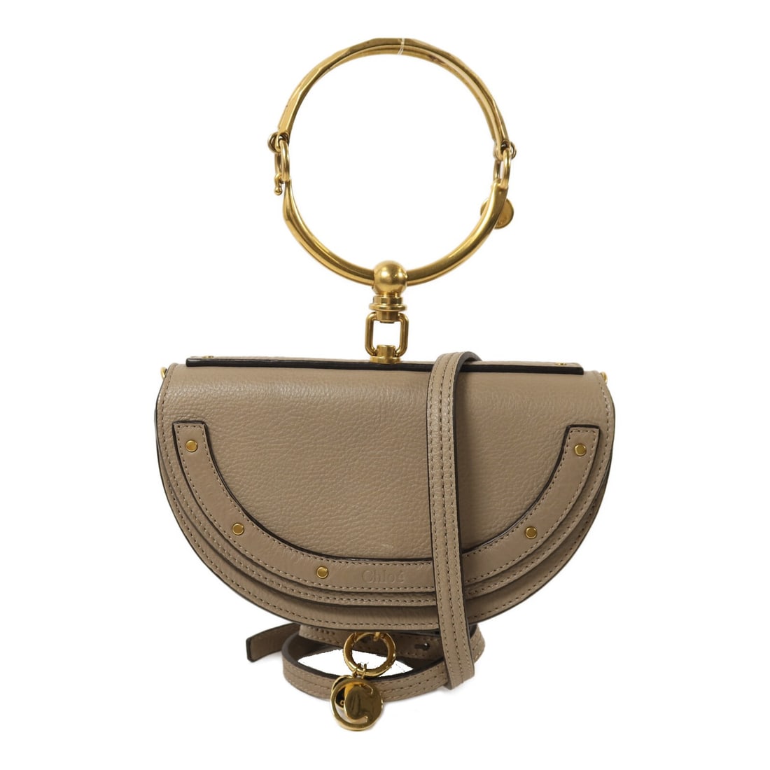 Chloe Nile Minaudiere calfskin 2 way shoulder bracelet bag gray (1 of 17)