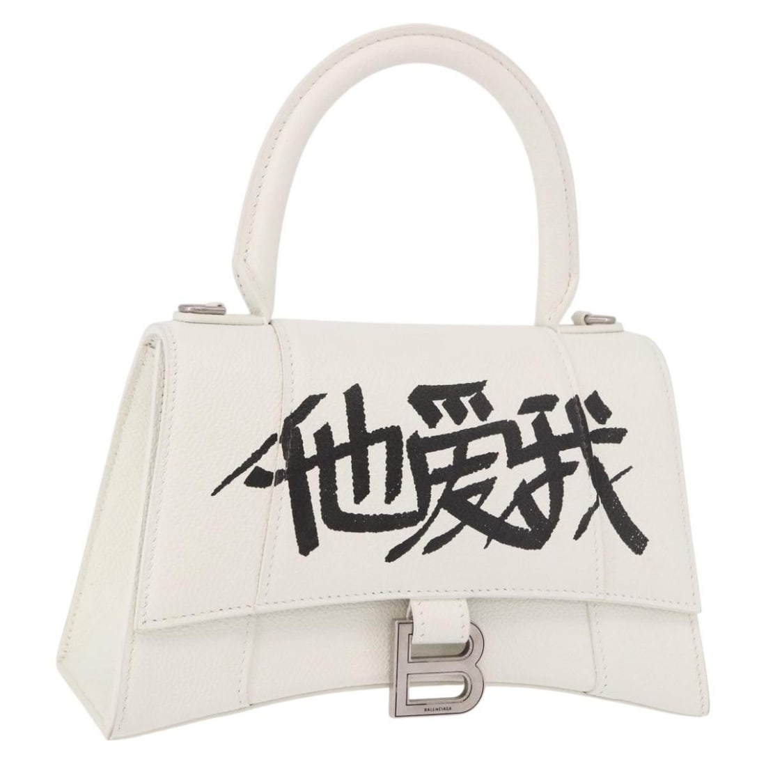 Balenciaga 593546 Leather Hand Bag White Silver Italy: Balenciaga 593546 Leather Hand Bag White Silver Italy Balenciaga women's hand bag in leather with a white and silver color scheme. Made in Italy, this bag features a compact silhouette with a handle d