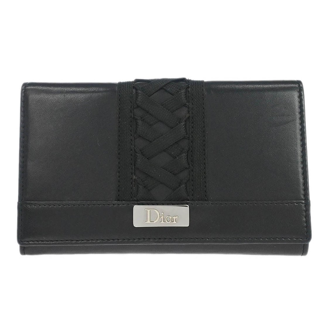 Christian Dior Admit It black leather wallet purse 31BM-0023: Christian Dior Admit It black leather wallet purse 31BM-0023 Vintage Christian Dior wallet purse in black leather with a compact profile and organized interior. It features one exterior coin pocket, a