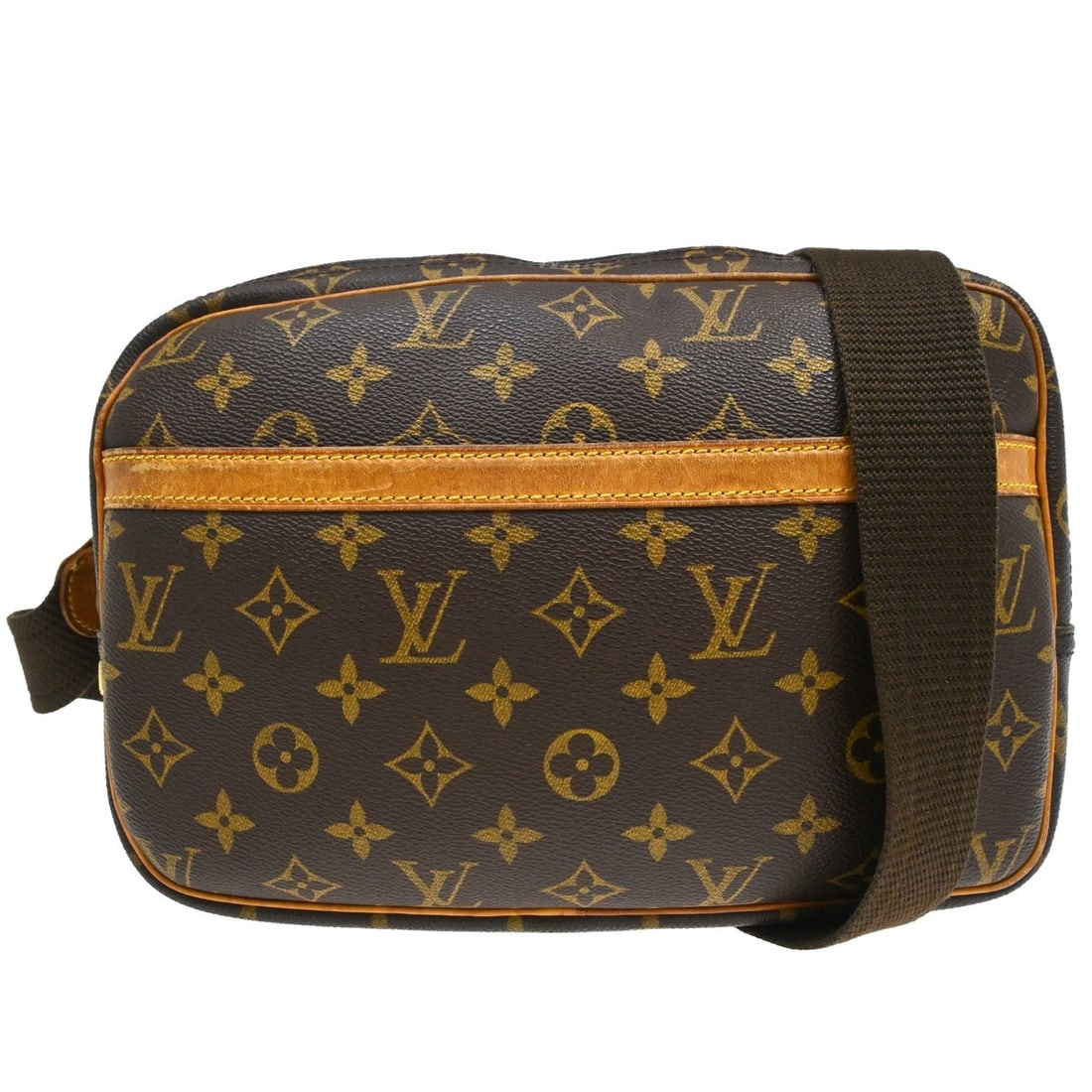 Louis Vuitton Reporter PM Monogram Canvas Crossbody Bag M45254: Louis Vuitton Reporter PM Monogram Canvas Crossbody Bag M45254 Vintage Louis Vuitton Reporter PM shoulder bag in brown Monogram canvas with leather trim and an adjustable crossbody strap. The bag feat