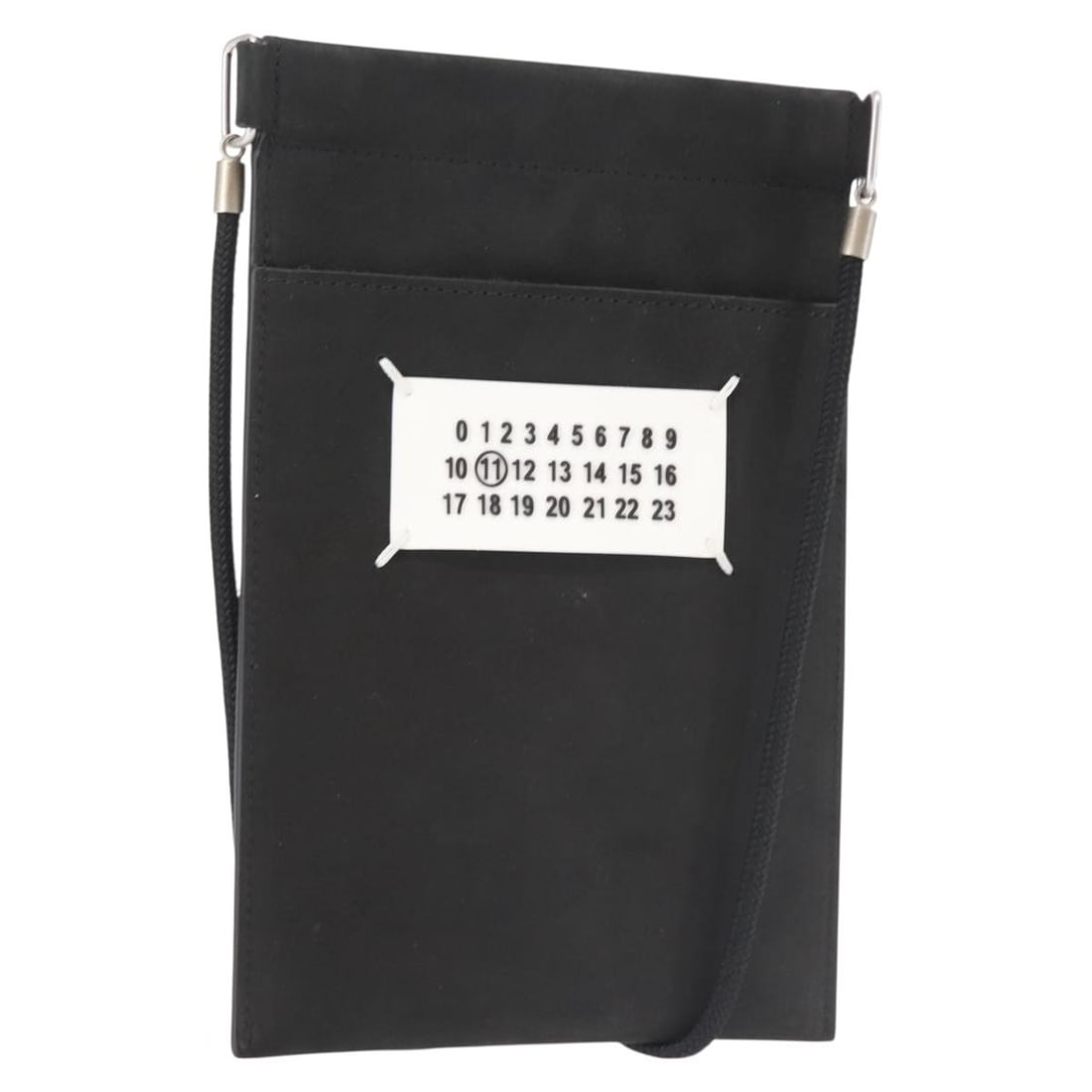 Maison Margiela Leather Phone Shoulder Bag Silver Black: Maison Margiela Leather Phone Shoulder Bag Silver Black Maison Margiela phone shoulder bag in silver and black leather. This women's shoulder bag is made in Italy and features a compact silhouette wit