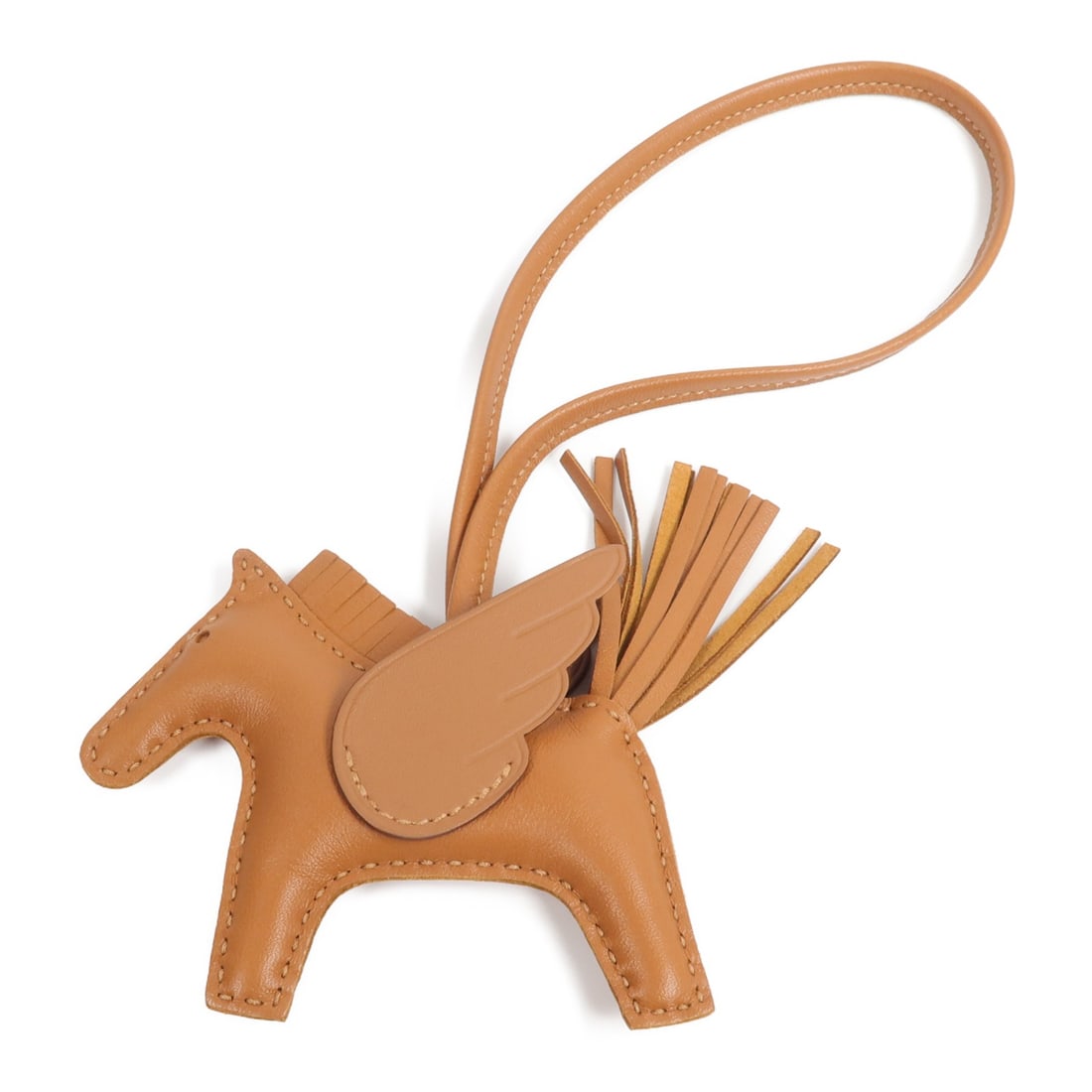 Hermes Rodeo Pegase PM Milo Swift Leather Charm Gold Brown: Hermes Rodeo Pegase PM Milo Swift Leather Charm Gold Brown Hermes Rodeo Pegase PM charm in Gold x Brown x Gold, made from Agneau milo, lambskin (sheep leather), calfskin (cowhide), and Milo/Veau Swift