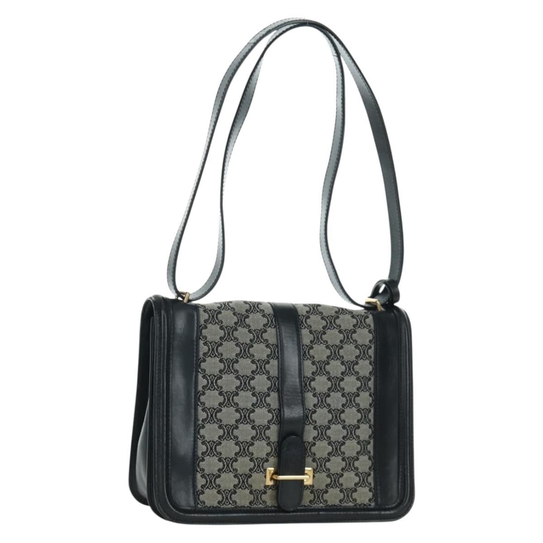 Celine Macadam Black and Gold Canvas Women's Shoulder Bag with Dust Bag (1 of 18)