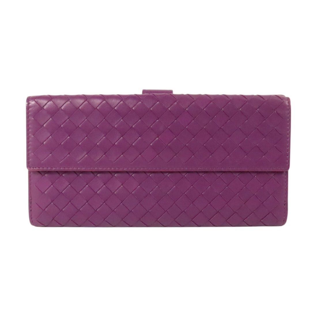 Bottega Veneta 134075 Intrecciato Leather Long Wallet in Purple: Bottega Veneta 134075 Intrecciato Leather Long Wallet in Purple Long wallet in Intrecciato leather with a purple color finish. It features a hook button closure and multiple interior pockets, includin
